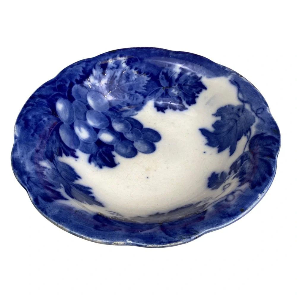 Upper‎ Hanley Pottery England Blue Grape Vine Porcelain Bowl Dish Decor F72Q